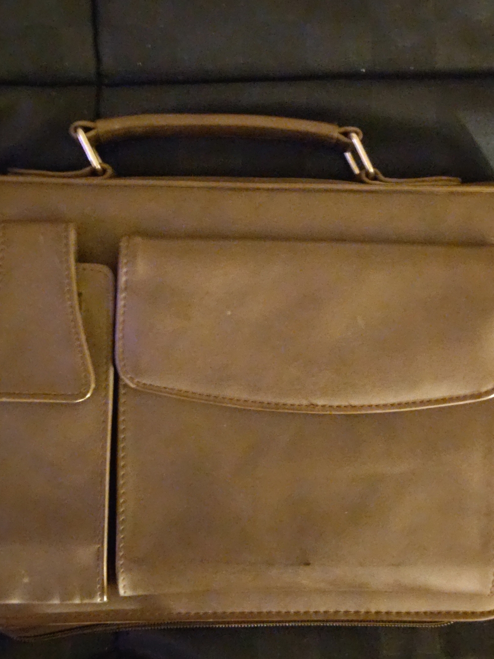Leather Briefcase Messenger Bag - Brown